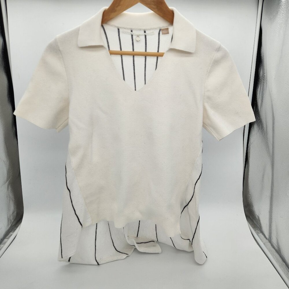 Anthropologie Knitted and Knotted v-neck collared cotton swing top, size XS